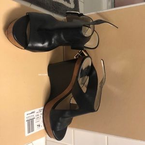 Michael Kors Black Leather Wedge